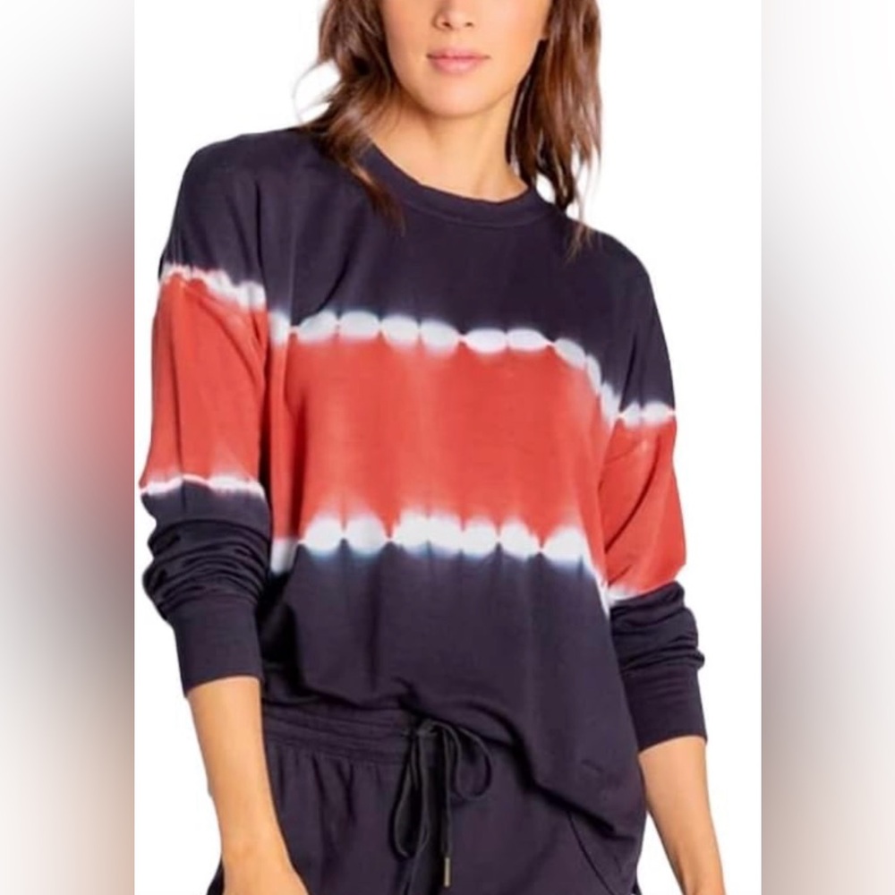 PJ Salvage Sienna Sunsets Tie-dye Lounge Top Long Sleeve Size XL New